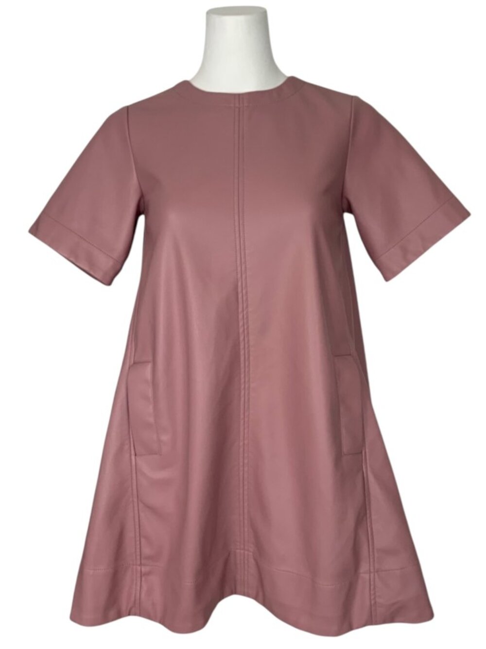 Anthropologie Maeve The Emmy Faux Leather Mini Dress 2XS XXS Pink - Picture 8 of 16